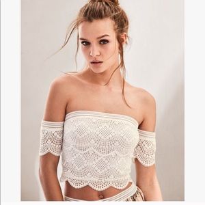White lace crop top